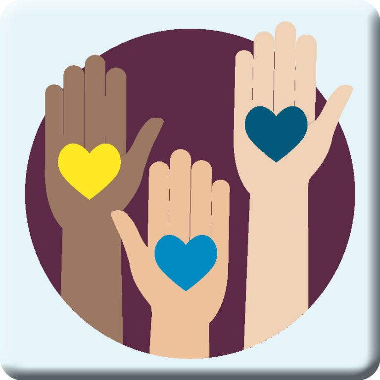 Icon of hands holding out hearts